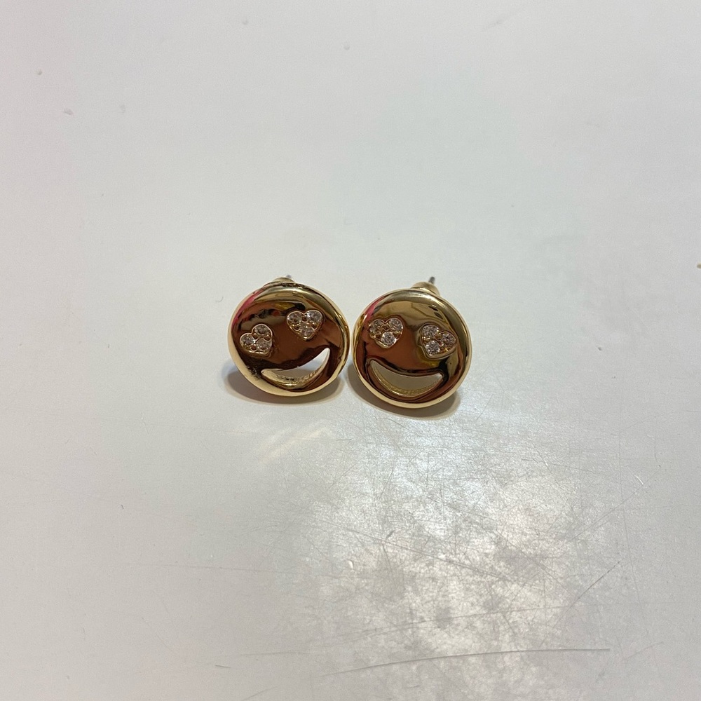 NEVER WORN smiley face cz stud earrings